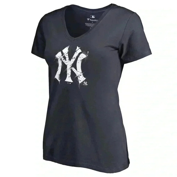 New York Yankees Women's Splatter Logo V-Neck T-Shirt - Picture 3 of 3